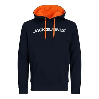Imagen de JACK &amp; JONES Sudadera con capucha para hombre logotipo, Blazer Shocking Orange/Reg Fit, XS