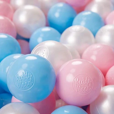 Imagen de KiddyMoon 200/6Cm ∅ 6Cm Bolas Colores De Plástico para Piscina Niños, Azul Celeste/Rosa Claro/Perla