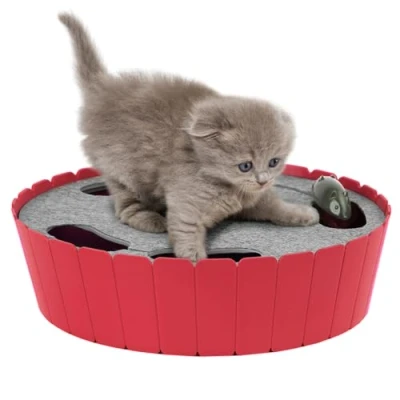 Imagen de Pawaboo Juguete Escondido Electrónico para Gato, Imita la Escena Real del Gatito y el Ratón con Interruptor de Control, Rojo