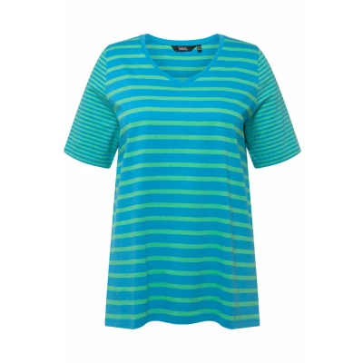 Imagen de Ulla Popken V Ausschnitt Halbarm Camiseta estampada, Mujer, Talla: 48/50, Frühlingsgrün