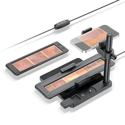 Imagen de JJC Juego de adaptadores digitalización película móvil con Almohadilla luz Visor Diapositivas Convierte Diapositiva Negativa 35 mm/120 a Digital, escáner