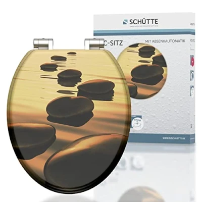 Imagen de Schütte 80127 Schüte Asiento de Inodoro (Tablero Fibra Densidad Media, Dispositivo Descenso automático), diseño Flores, Motiv