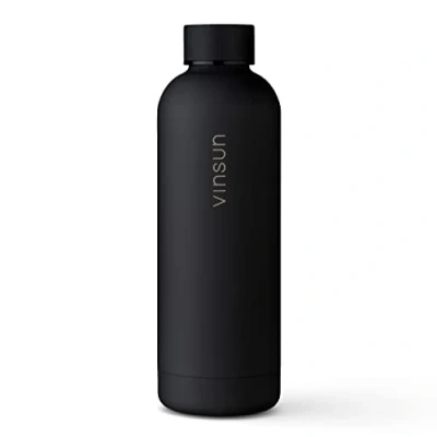 Imagen de Vinsun Botella agua acero inoxidable 500ml Antigoteo, sin BPA, reutilizable termica beige Cantimplora para Deporte, Colegio, Bicicleta, Oficina