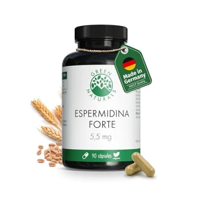 Imagen de GREEN NATURALS Spermidina Fuerte de Trigo 90 Cápsulas Veganas Alta Dosis 5.5mg por cápsula Suministra 3 meses Sin Gluten