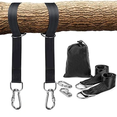 Imagen de Temporsatey Tree Hanging Straps, Swing Straps with 2 Heavy Duty Safety Lock Carabiner Hooks &amp; D Rings, Polyester Perfect for Hammock Kit Holds Up to 1000KG