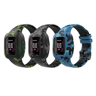 Imagen de MoKo 3 PZS Correa Compatible con Garmin Vivofit JR para Niños, Pulsera Ajustable de Repuesto Silicona Suave Estampados, Color B