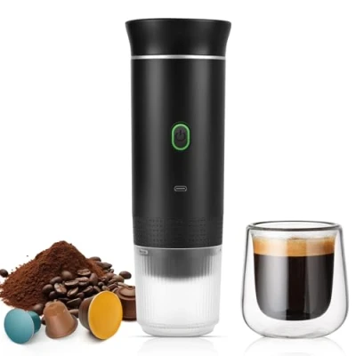 Imagen de Weinsamkeit Cafetera Portátil, Espresso Portátil con Café Molido y Cápsula NS 12V Máquina de Electrica Auto Calentamiento Mini Capsulas Recargable para Viajes, Camping, Oficina