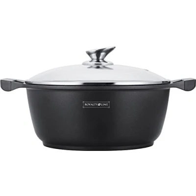 Imagen de ROYALTY LINE Olla con revestimiento de mármol y tapa cristal (RL GS28M 28 cm)