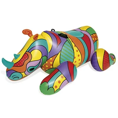 Imagen de BESTWAY 41116 Colchoneta Hinchable Colores Mate 183x69 cm Para 1 Adulto Multicolor Fácil Inflado con Válvulas de Seguridad, Asas agarraderas Parche Reparación