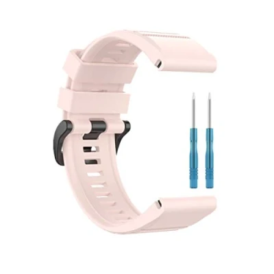 Imagen de Huabao Correa Compatible con Garmin fenix 6x/fenix 6x pro/fenix 5x/fenix 5x plus/fenix 3 HR/fenix 3,Ajustable Silicona Deportiva Band Repuesto Pulsera para (Rosa claro)