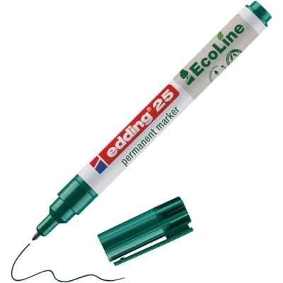 Imagen de edding 25 EcoLine marcador permanente verde 1 rotulador punta redonda mm indeleble de secado rápido resistente al agua y los borrones cartón, plástico, madera, metal, tela universal
