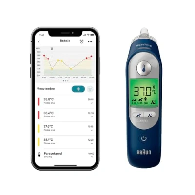 Imagen de Braun ThermoScan 7+ connect Termómetro de oído Compatible con la aplicación Family Care™ Tecnología Age Precision® Pantalla digital codificada por colores