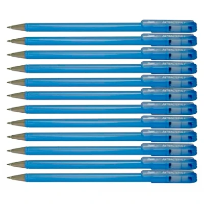 Imagen de Pentel BK77AB Superb Antibacterial+ Bolígrafo antibacteriano conforme a las normativas europeas, 0,7 mm, azul, 12 unidades