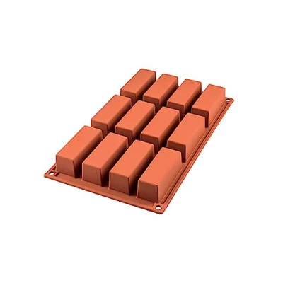 Imagen de SF026 Molde de silicona, 12 cavidades con forma rectangular , color terracota