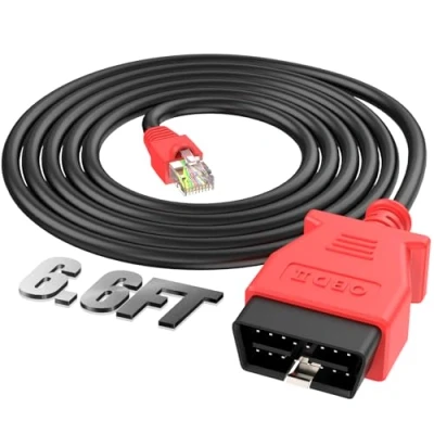 Imagen de Autel Enet OBD 2 Cable para Codificación BMW Serie F G, Interfaz II a Ethernet, Compatible con Software E SYS ICOM ISTA+, Función Oculta Pogramación/Actualización, 6.6 Pies/2M