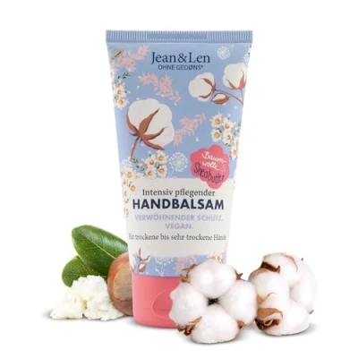 Imagen de Jean &amp; Len bálsamo de manos algodón y manteca karité, cuidado para secas a muy secas, hidrata nutre intensamente, sin parabenos ni siliconas, vegano, tubo crema manos, 75 ml