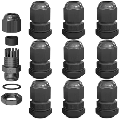Imagen de HB Digital 10x Prensaestopa M12 3 6,5 mm IP68 Impermeable Resistente al Polvo a UV y Retardante de Llama para Uso Exterior e Industrial Fácil Instalación Rosca Métrica Negro
