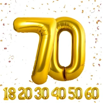 Imagen de Globos de Cumpleãnos Numeros 70 Oro,101 CM Globo Gigantes Grandes Decoracion,Globo Numero Niño Niña Adultos decorazione,Vuelan con Helio