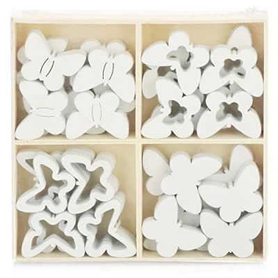Imagen de com four® 32x Decoración de Mariposas Madera en Cuatro diseños para Decoraciones Mesa y Primavera (32 Piezas Mariposa V2)