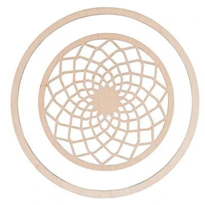 Imagen de Rayher 62825000 Juego de Dos Aros atrapasueños, un Disco con patrón Mandala y aro Grande, Madera Natural, 13 cm