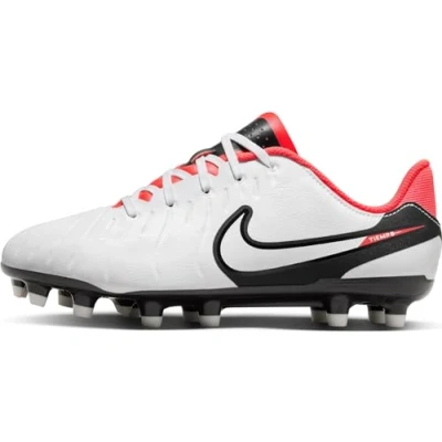 Imagen de Nike Performance JR Legend 10 Academy FG/MG Unisex Botas de fútbol con tacos para niños, Talla: 38, White/black/bright crimson Zapatos