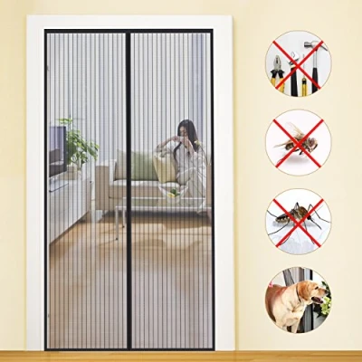 Imagen de MYCARBON Mosquitera Puerta Magnetica Corredera Cortina Magnética para Puertas de Sala Estar Balcón Patio (120x230, Negro)