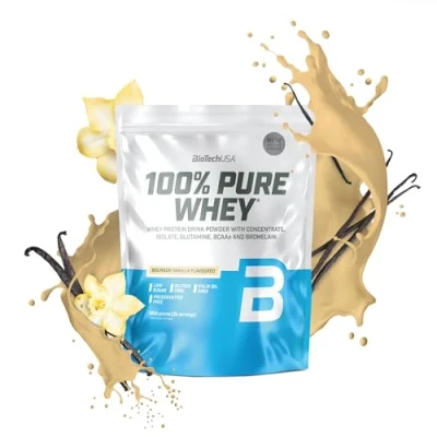 Imagen de BioTechUSA 100% Pure Whey Proteína en Polvo con BCAA y Glutamina Sin Gluten, Aceite de Palma, 1 kg, Vainilla Bourbon