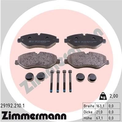 Imagen de ZIMMERMANN 29192.210.1 Juego de pastillas freno preparado para indicador desgaste con tornillos Foto correspondiente a la entrega