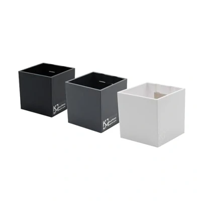 Imagen de KalaMitica Juego de 3 cubos Magnéticos 6,5 cm Blanco, Plomizo, Negro Contenedores o Porta Macetas con Imán Potente para Pizarras Magnéticas Pared