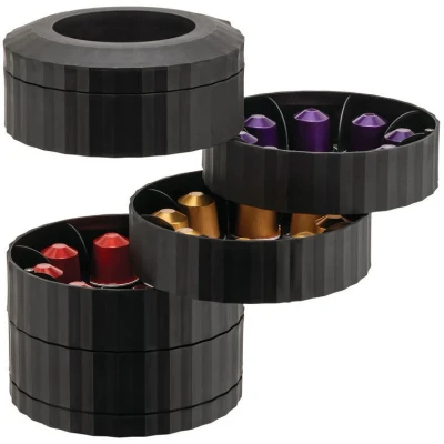 Imagen de Alessi Plissé MDL19 B Contenedor porta cápsulas Nespresso con 5 estantes giratorios, en resina termoplástica, negro