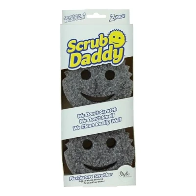 Imagen de Scrub Daddy Original Esponja Daddy, Estropajo Cara Sonriente Limpieza Anti Rayaduras, Lavable Antibacteriana y Reutilizable para Cocina Baño, con Tecnología Flextexture Paquete de 2