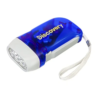 Imagen de Discovery Linterna de Dinamo Basics SR10 con Iluminación LED, Ligera y Tamaño Bolsillo; no Requiere Pilas, Color Azul