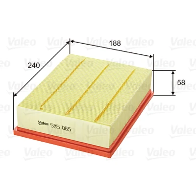 Imagen de VALEO 585085 Filtro de aire 58 188 242 Cartucho filtrante OPEL: Vectra B Berlina, CC, Familiar