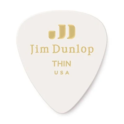 Imagen de JIM DUNLOP Púas Genuine Celluloid Classic, Saco de 12, Blanco, Flexible