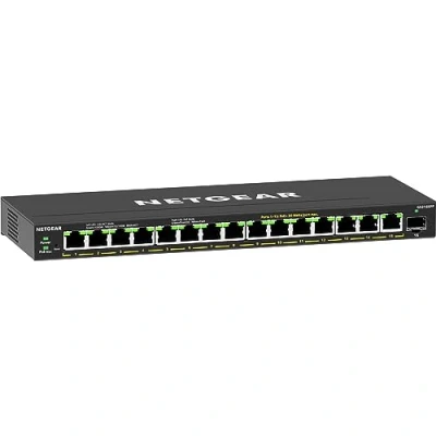Imagen de NETGEAR Switch PoE de 15 puertos GS316EPP, Ethernet Plus con PoE+ (231W) y 1 puerto 1G SFP, montaje sobremesa/pared