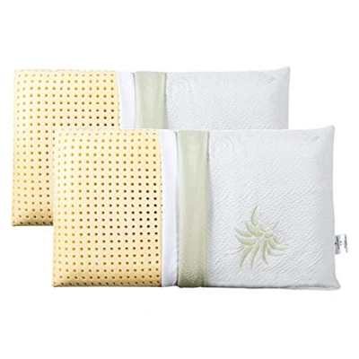 Imagen de EVERGREENWEB Pack 2 Almohadas de Cama 40x70 Alto 18 cm,Almohada Viscoelástica, Hipoalergénica, Doble Funda Extraíble Aloe Vera y Algodón,Almohada Relajante para el Dolor Cuello