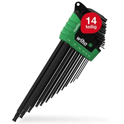 Imagen de WIHA Juego de llaves Allen en soporte ErgoStar TORX® con cabeza esférica, 14 unid., acabado oxidación negra (43847)