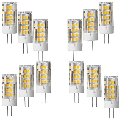 Imagen de OUKAIDE Pack 12 bombillas LED G4 5W blanco cálido 3000K, bombilla súper brillante, 500 lm, ángulo de haz 360, AC 220 240 V, no regulable, base cerámica