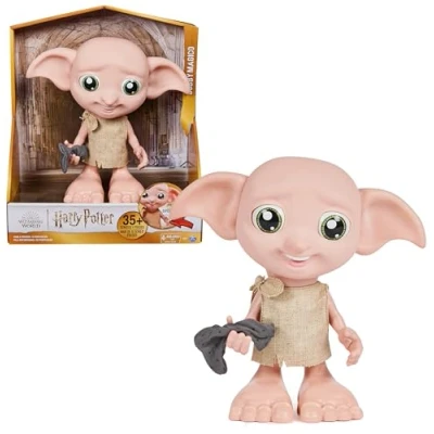 Imagen de Muñeco elfo interactivo Magical Dobby de Harry Potter 21,6 cm Wizarding World con calcetín y más 35 sonidos frases, juguete para niñas 6 años en adelante (Spin Master 6069166) habla español o portugués