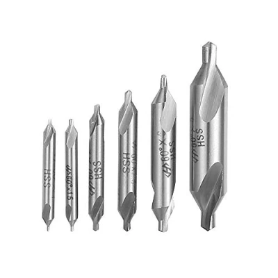 Imagen de DingGreat Juego de 6 brocas centrales HSS 1/1.5/2/2.5/3/5 mm, 60 grados, broca avellanadora combinada adecuada para posicionamiento y procesamiento biselado