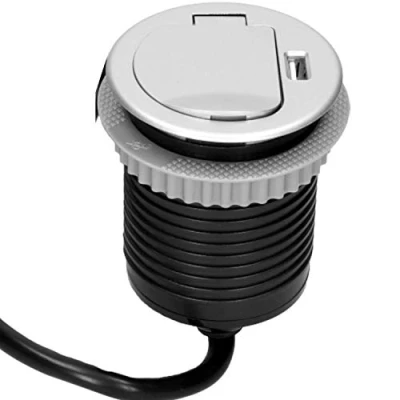 Imagen de ORNO AE 1373(GS) Enchufe Multiple Retractible 1 Compartimento + 1x USB, 3680W, Cable de 1,8 m Longitud (Plata)