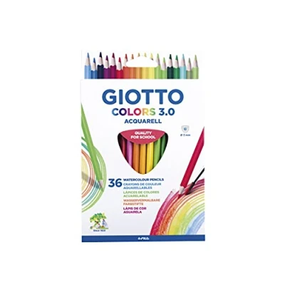 Imagen de GIOTTO Colors 3.0, Lápices de Colores Acuarelables, Forma Triangular, Mina 3 mm, Surtidos, 36 Unidades