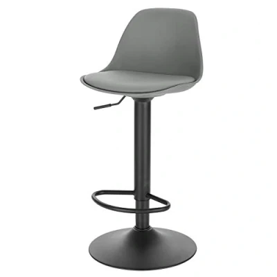 Imagen de EUGAD 1x Taburetes de Bar Regulable en Altura Altos Cocina Paquete 1 Taburete Oficina Giratorio Cuero Sintético+Plástico Sillas Gris,0650BY