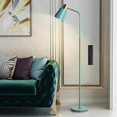 Imagen de ACMHNC Lampara Pie Salon Vintage, 12W LED Lámpara de Industrial Regulable Con Control Remoto, Moderna 2 en 1 Luz Piso Mesa, Ajustable Altura, 1200LM, Para Dormitorio,Oficina,Verde