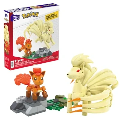 Imagen de MEGA Pokémon Evolución de Vulpix Pack 2 Figuras (Vulpix y Ninetales) 145 Bloques construcción, Juguete +7 años (Mattel HTH79)