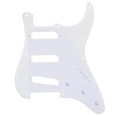 Imagen de Musiclily Pro 8 Agujeros SSS 50s 57 Vintage Style Strat Pickguard Golpeador para American Stratocaster, 1 capa Blanco