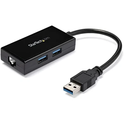 Imagen de Startech.com Adaptador De Red Ethernet Gigabit Externo Usb 3.0 Con Concentrador Incorporado 2 Puertos