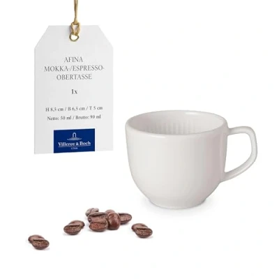 Imagen de Villeroy &amp; Boch taza de espresso Afina porcelana premium, superior para moka y espresso, fabricada en Alemania, apta lavavajillas microondas, apilable, blanca