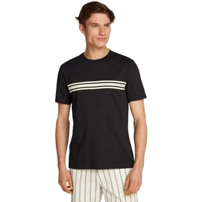 Imagen de Tommy Hilfiger Central Chest Stripe TEE Camiseta estampada, Hombre, Talla: Small, Black