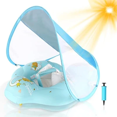 Imagen de WYRIAZA Flotador Bebe con Sombrilla, Flotadores para Bebes,Flotador Bebé Inflable Parasol Extraíble 6 36 Meses (8 16Kgs) Sombrilla Bola de Equilibrio Evitar Vuelcos